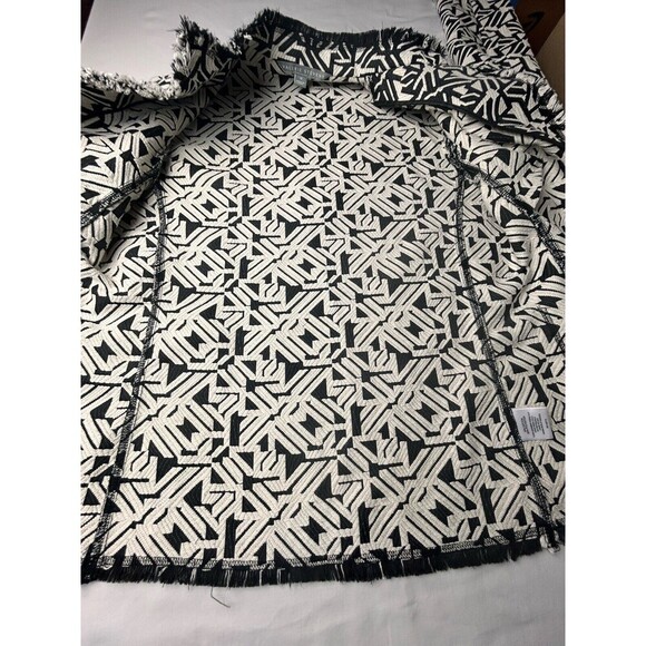 Valerie Stevens Black/White Blazer Jacket W/Fringe Trim Size Med Career - Picture 7 of 9